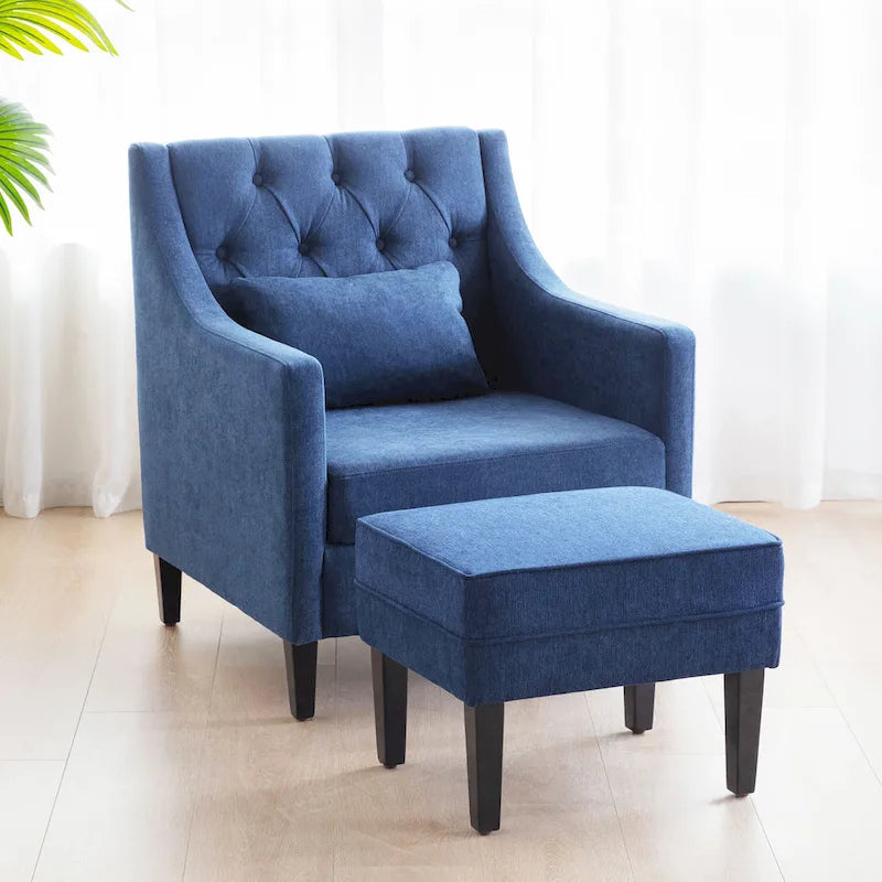 Poltrona HUIMO, comoda poltrona club con pouf e cuscino