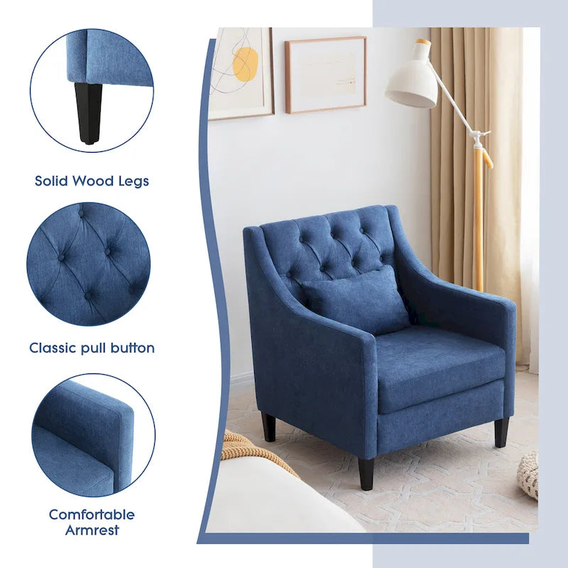 Poltrona HUIMO, comoda poltrona club con pouf e cuscino