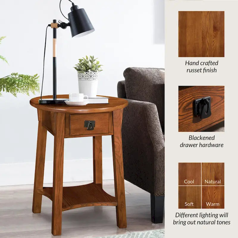 Tavolino rotondo con cassetto Leick Home Mission