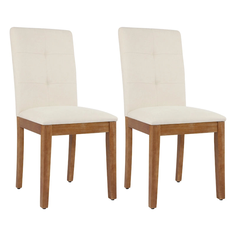 Sedie da pranzo imbottite con schienale alto trapuntato e gambe spazzolate, set da 2