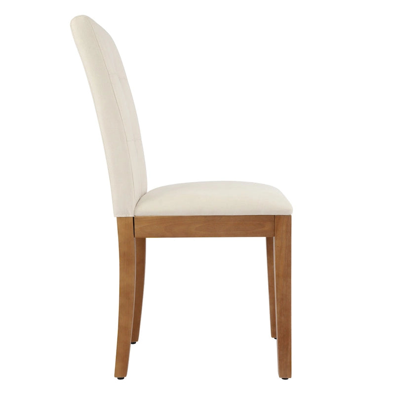 Sedie da pranzo imbottite con schienale alto trapuntato e gambe spazzolate, set da 2