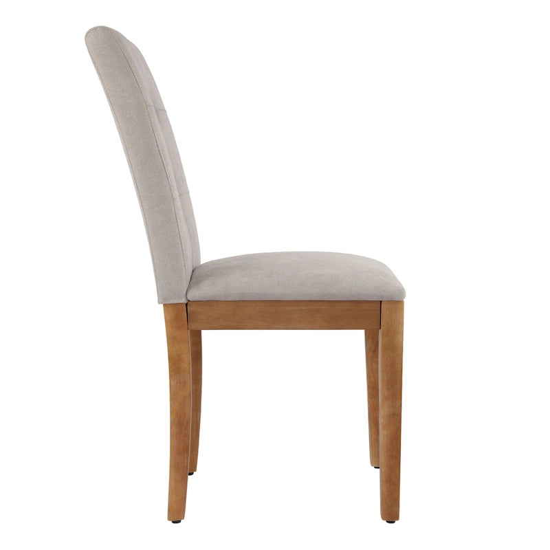 Sedie da pranzo imbottite con schienale alto trapuntato e gambe spazzolate, set da 2