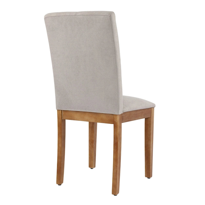 Sedie da pranzo imbottite con schienale alto trapuntato e gambe spazzolate, set da 2