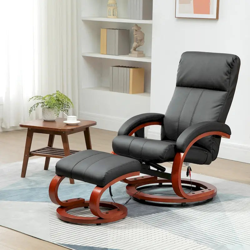 Poltrona reclinabile HOMCOM con pouf, reclinabile elettrica in similpelle