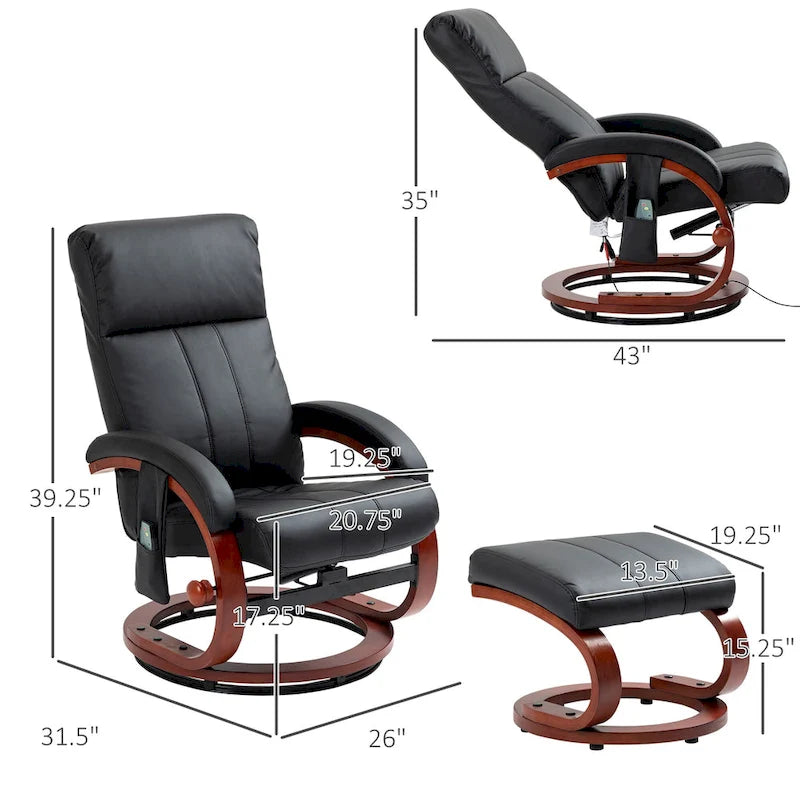 Poltrona reclinabile HOMCOM con pouf, reclinabile elettrica in similpelle