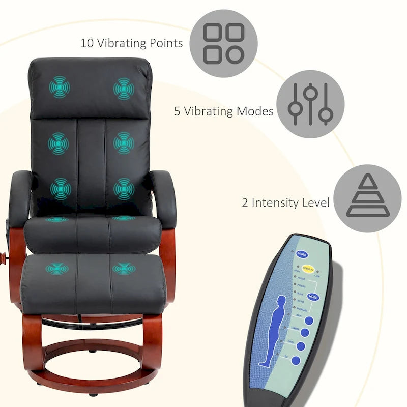 Poltrona reclinabile HOMCOM con pouf, reclinabile elettrica in similpelle