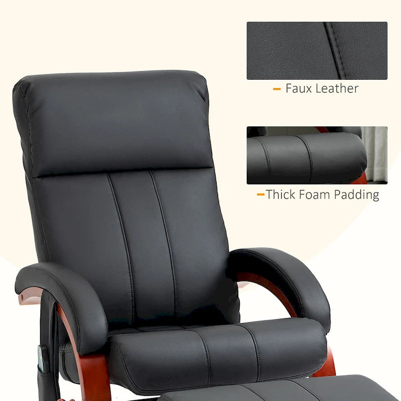 Poltrona reclinabile HOMCOM con pouf, reclinabile elettrica in similpelle