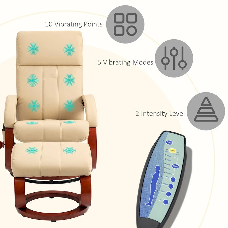 Poltrona reclinabile HOMCOM con pouf, reclinabile elettrica in similpelle