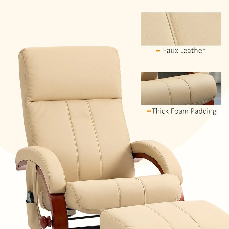 Poltrona reclinabile HOMCOM con pouf, reclinabile elettrica in similpelle