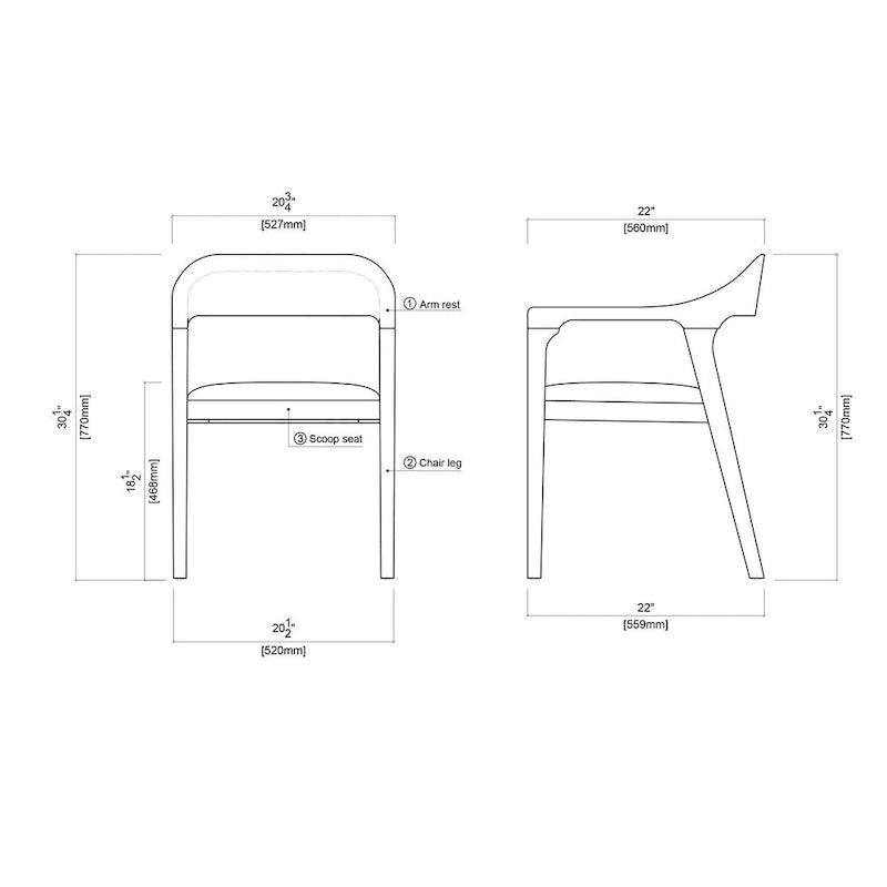 Poltrone da pranzo Rasmus Rubberwood