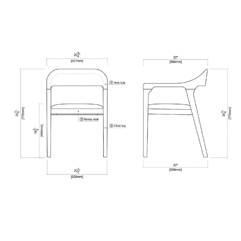 Poltrone da pranzo Rasmus Rubberwood