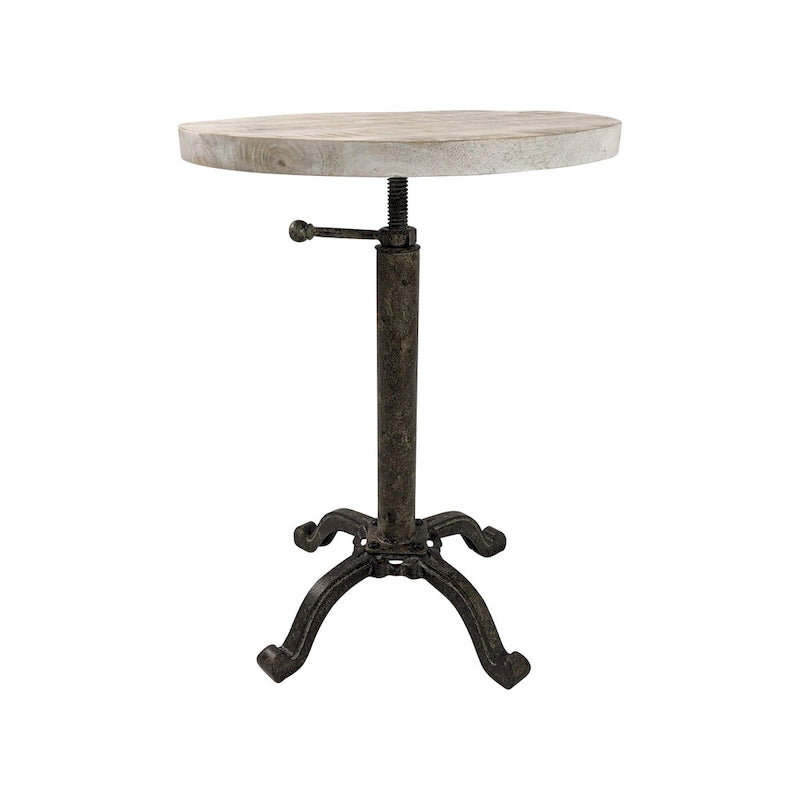 Tavolo vintage regolabile Colton di Carolina Living - Piano in legno naturale galleggiante - Base in ferro invecchiato