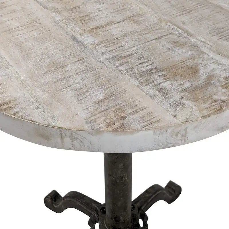 Tavolo vintage regolabile Colton di Carolina Living - Piano in legno naturale galleggiante - Base in ferro invecchiato