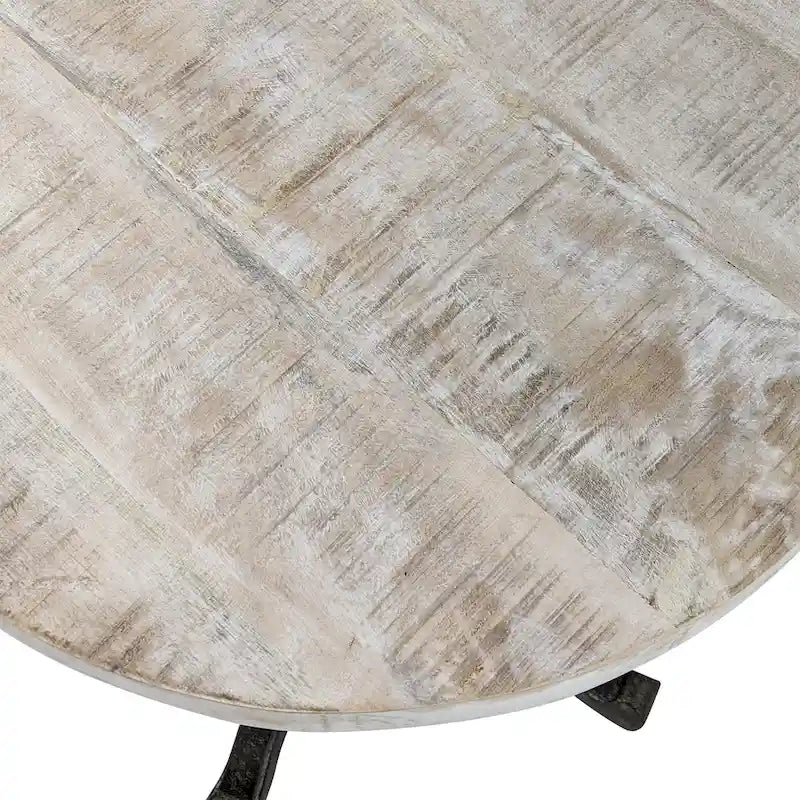 Tavolo vintage regolabile Colton di Carolina Living - Piano in legno naturale galleggiante - Base in ferro invecchiato