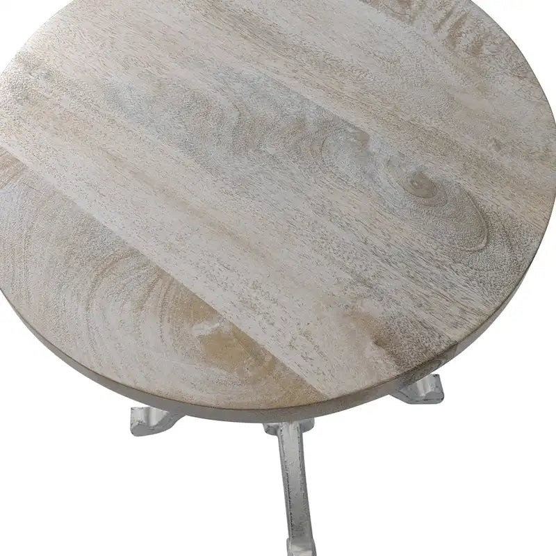 Tavolo vintage regolabile Colton di Carolina Living - Piano in legno naturale galleggiante - Base in ferro invecchiato