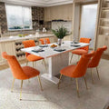 Set da pranzo con tavolo estensibile lucido e sedia in velluto Clihome da 7 pezzi
