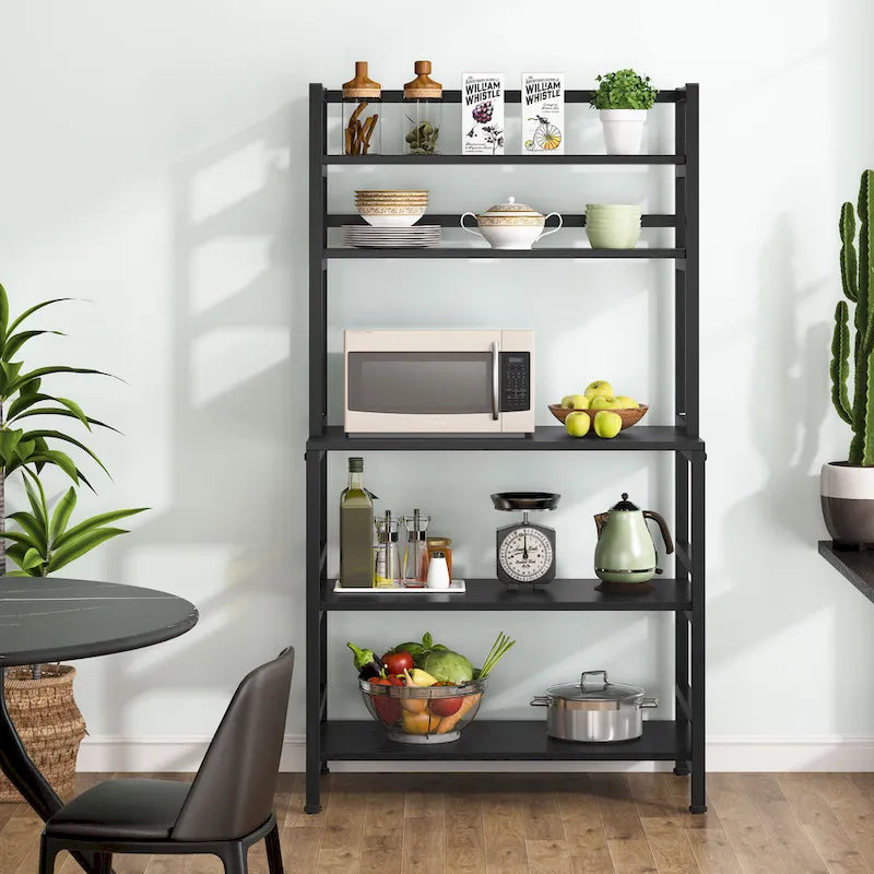 Scaffale da cucina a 5 ripiani con credenza, ripiano portaoggetti - 31,5 x 15,75 x 62,99 pollici
