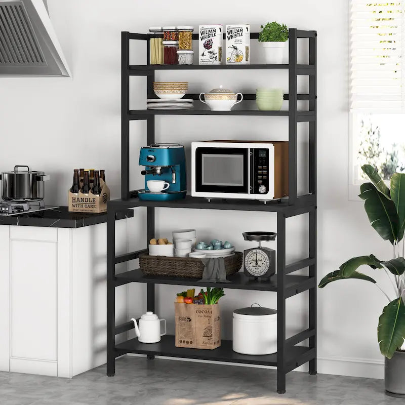 Scaffale da cucina a 5 ripiani con credenza, ripiano portaoggetti - 31,5 x 15,75 x 62,99 pollici