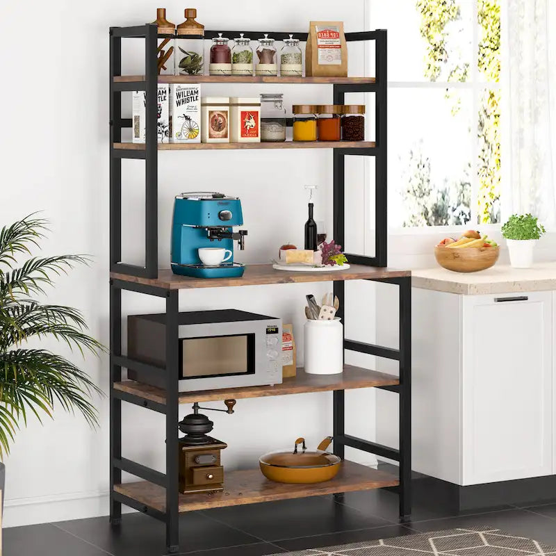 Scaffale da cucina a 5 ripiani con credenza, ripiano portaoggetti - 31,5 x 15,75 x 62,99 pollici