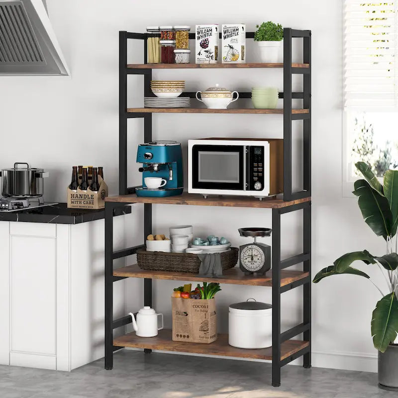 Scaffale da cucina a 5 ripiani con credenza, ripiano portaoggetti - 31,5 x 15,75 x 62,99 pollici