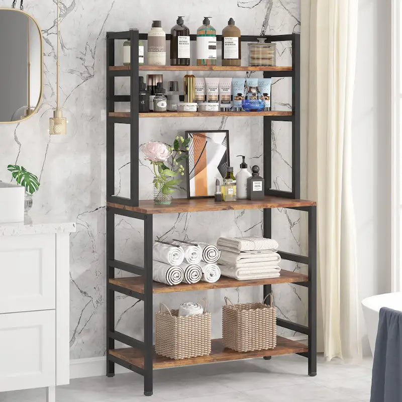 Scaffale da cucina a 5 ripiani con credenza, ripiano portaoggetti - 31,5 x 15,75 x 62,99 pollici
