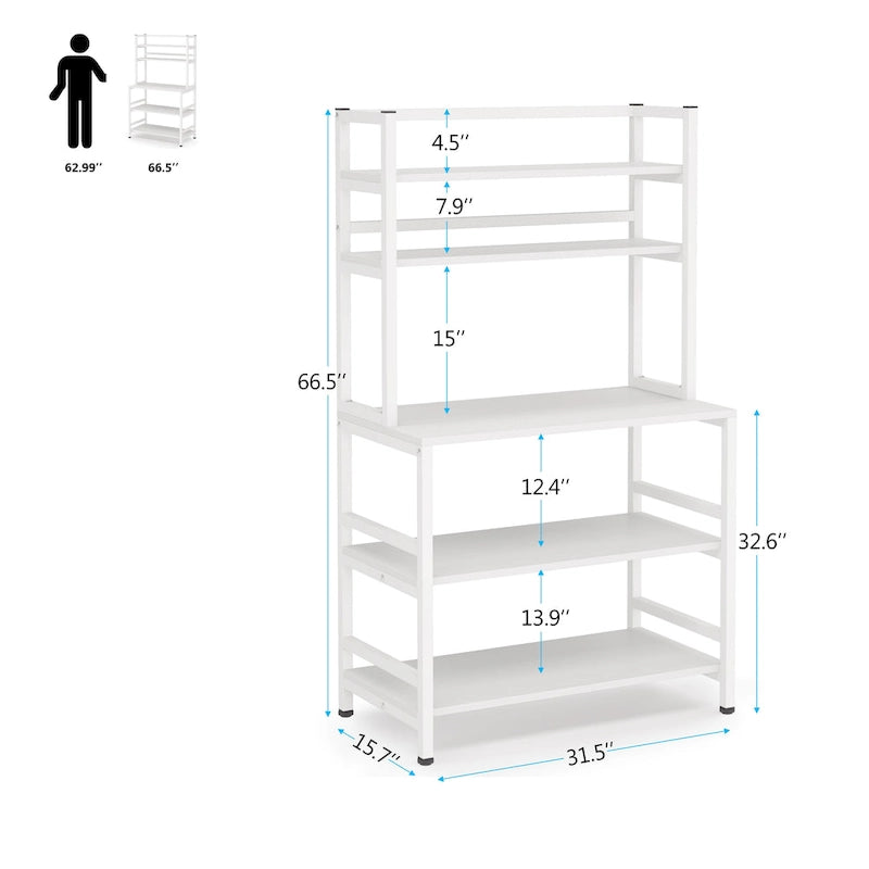 Scaffale da cucina a 5 ripiani con credenza, ripiano portaoggetti - 31,5 x 15,75 x 62,99 pollici