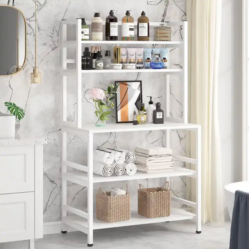 Scaffale da cucina a 5 ripiani con credenza, ripiano portaoggetti - 31,5 x 15,75 x 62,99 pollici