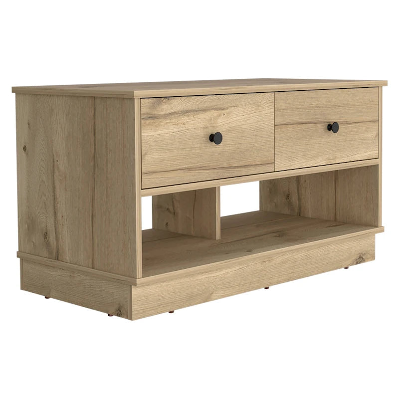 Panca contenitore Hamilton larga 36 pollici con 2 ripiani aperti e 2 cassetti