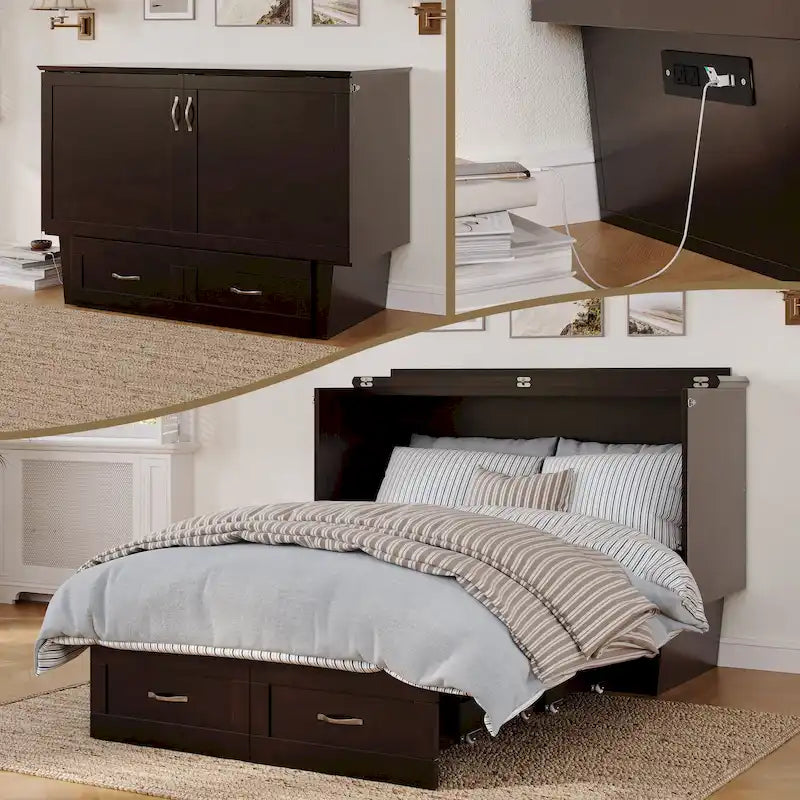 Letto a scomparsa Monroe Full Murphy con 6 materassi in memory foam