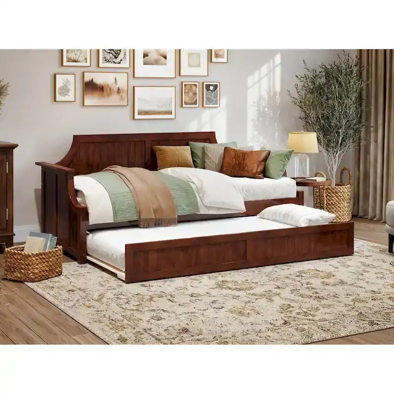 Divano letto Cambridge Twin in legno con letto estraibile singolo