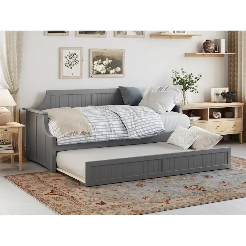 Divano letto Cambridge Twin in legno con letto estraibile singolo