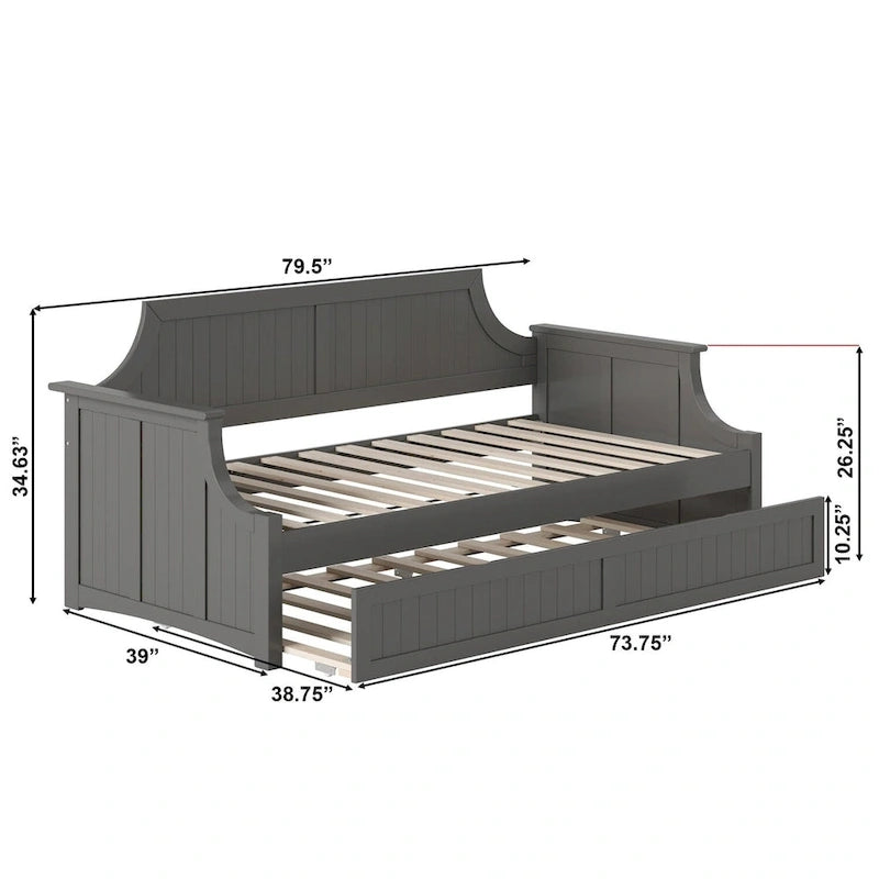 Divano letto Cambridge Twin in legno con letto estraibile singolo