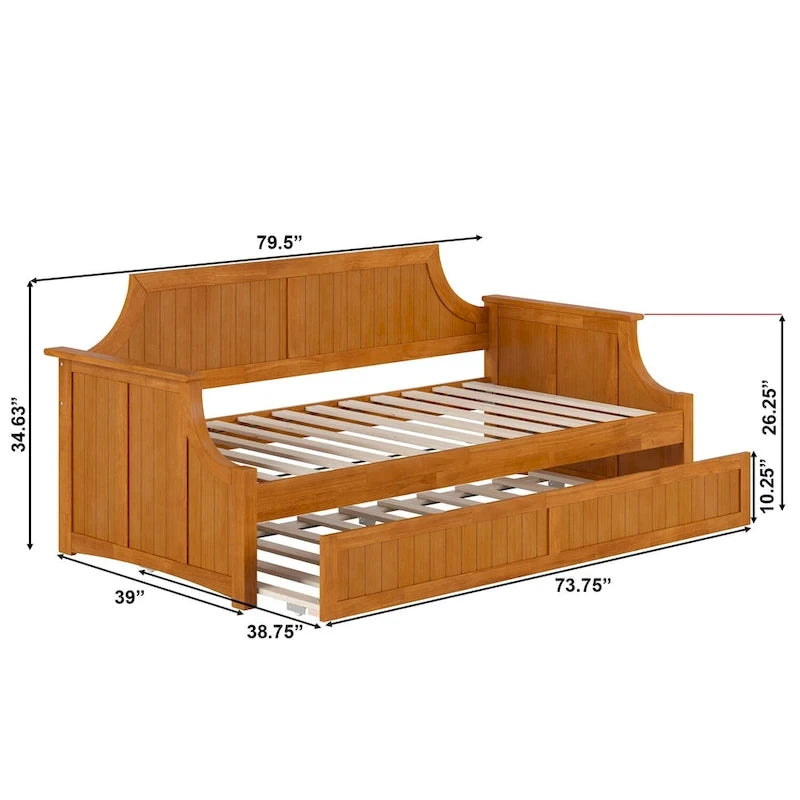Divano letto Cambridge Twin in legno con letto estraibile singolo