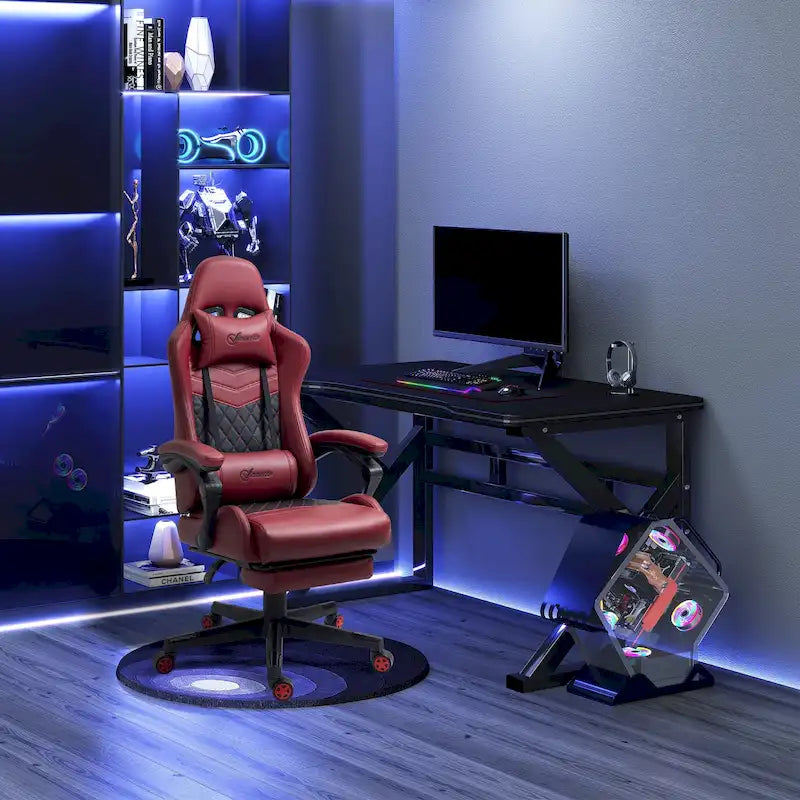 Sedia da gioco Vinsetto, stile racing, sedia ergonomica da ufficio, altezza regolabile, girevole, reclinabile, schienale alto, sedia da scrivania per computer PC