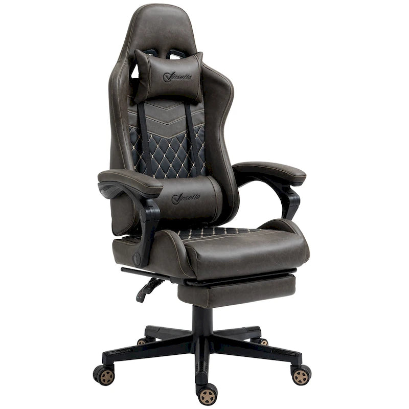 Sedia da gioco Vinsetto, stile racing, sedia ergonomica da ufficio, altezza regolabile, girevole, reclinabile, schienale alto, sedia da scrivania per computer PC