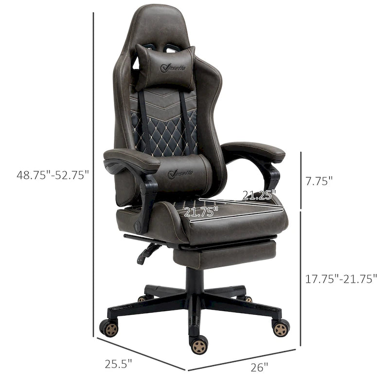 Sedia da gioco Vinsetto, stile racing, sedia ergonomica da ufficio, altezza regolabile, girevole, reclinabile, schienale alto, sedia da scrivania per computer PC