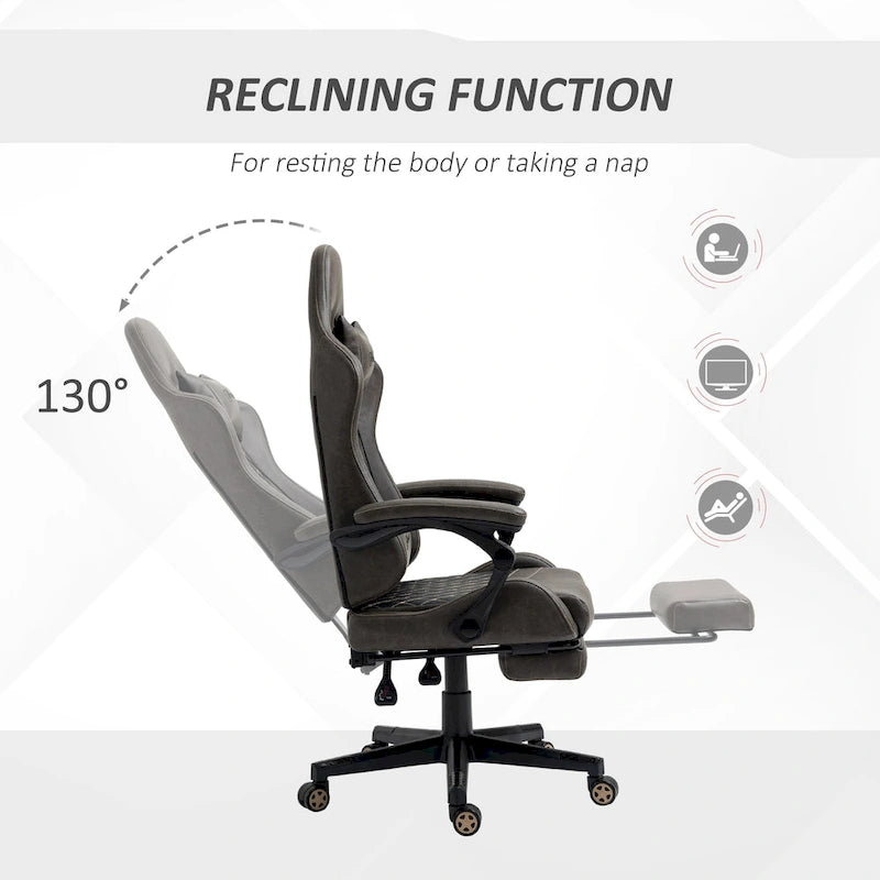 Sedia da gioco Vinsetto, stile racing, sedia ergonomica da ufficio, altezza regolabile, girevole, reclinabile, schienale alto, sedia da scrivania per computer PC