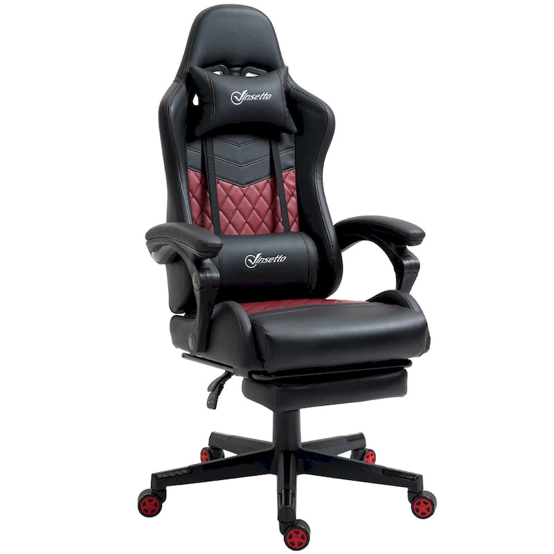 Sedia da gioco Vinsetto, stile racing, sedia ergonomica da ufficio, altezza regolabile, girevole, reclinabile, schienale alto, sedia da scrivania per computer PC
