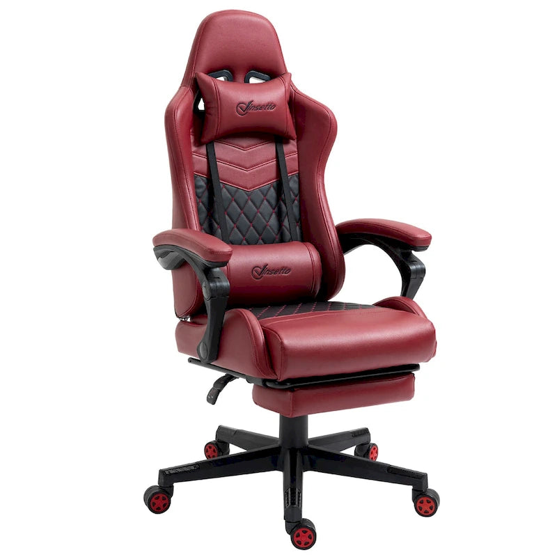 Sedia da gioco Vinsetto, stile racing, sedia ergonomica da ufficio, altezza regolabile, girevole, reclinabile, schienale alto, sedia da scrivania per computer PC