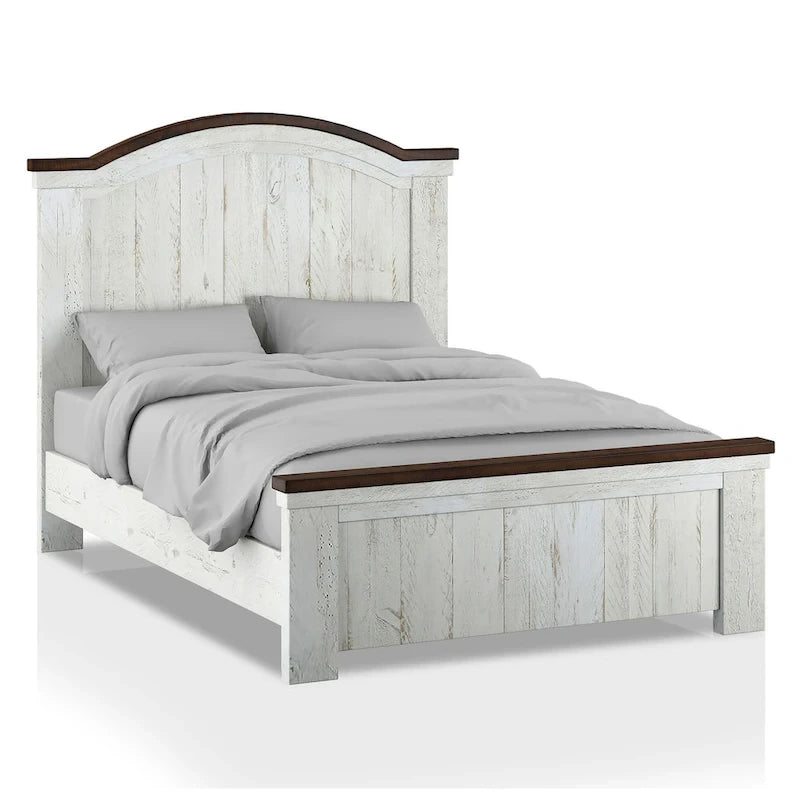 Set da camera da letto Ynez Farmhouse in pino bianco con 4 pannelli e porta USB di Furniture of America