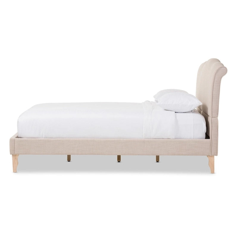 Letto a piattaforma in tessuto di lino beige misto stile classico francese moderno Gray Barn Ayrshire Downs