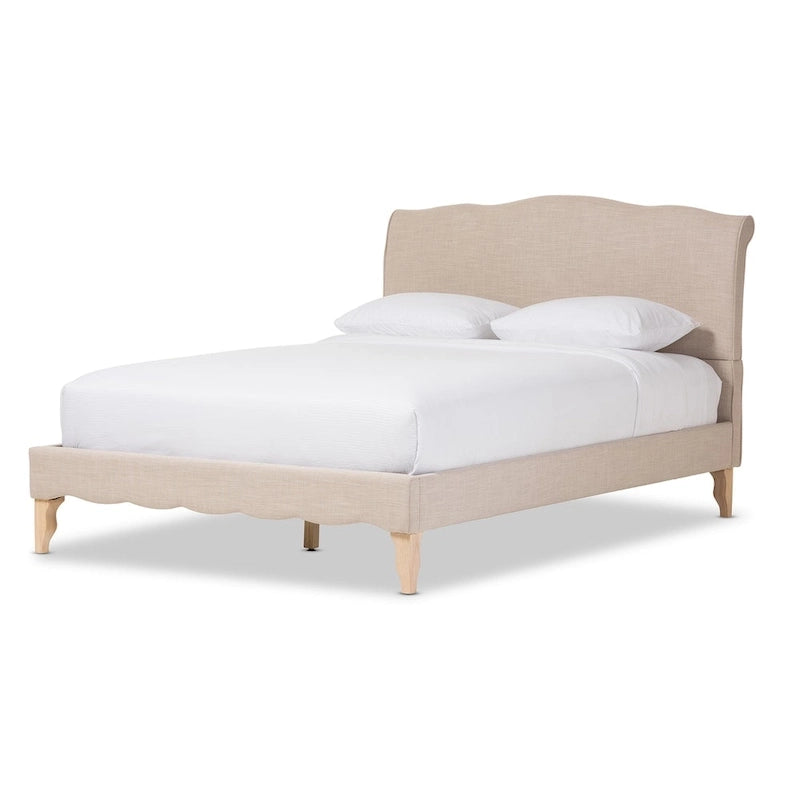 Letto a piattaforma in tessuto di lino beige misto stile classico francese moderno Gray Barn Ayrshire Downs