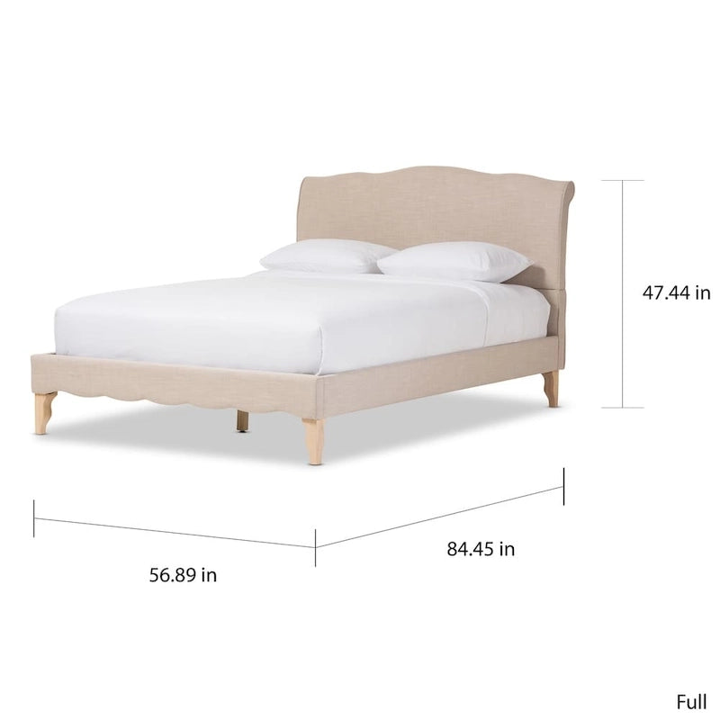 Letto a piattaforma in tessuto di lino beige misto stile classico francese moderno Gray Barn Ayrshire Downs