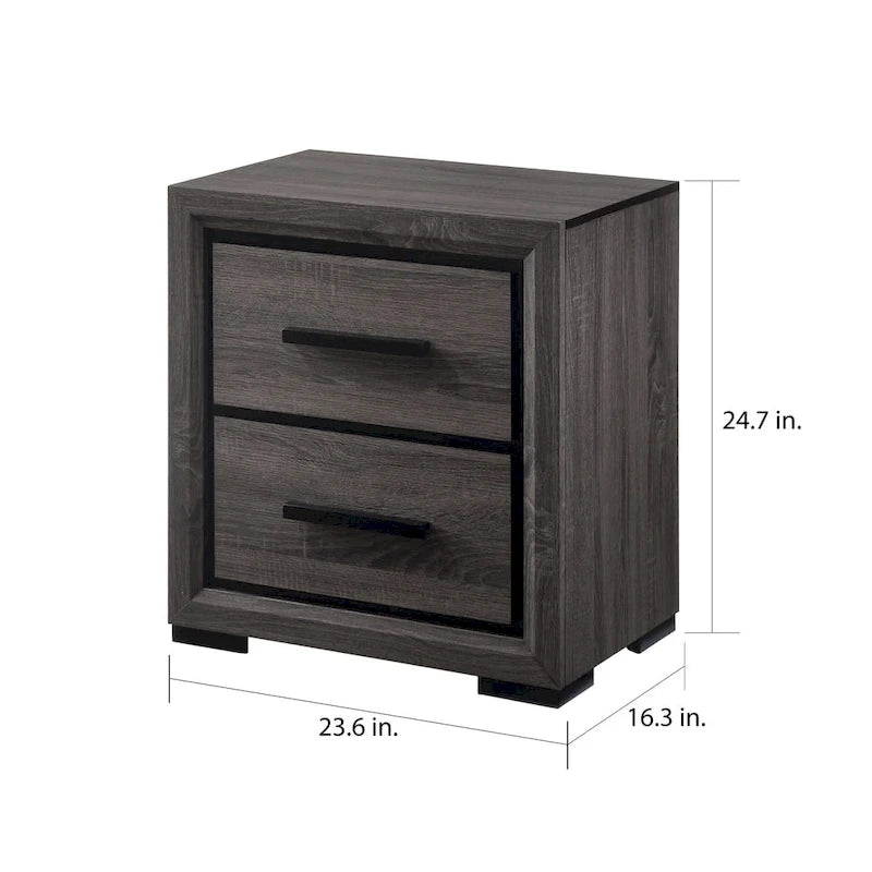Set da camera da letto Rothwell Contemporary Grey Wood con 3 pannelli e ripiani di Furniture of America