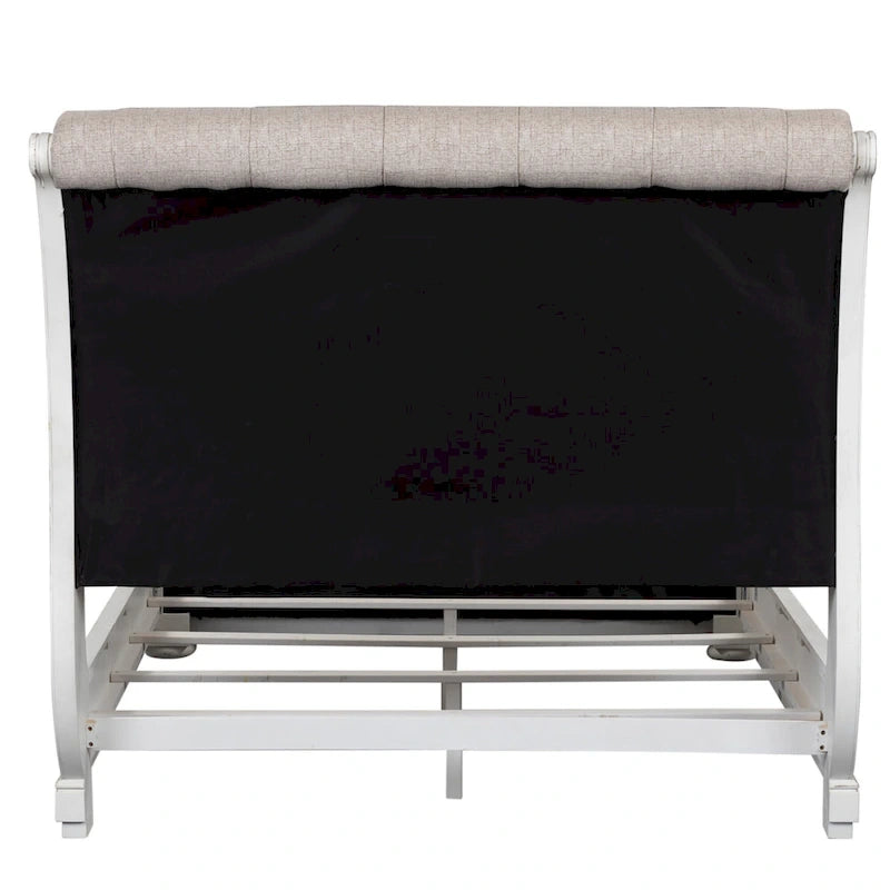 Letto a slitta imbottito California King Magnolia Manor Antique White Weathered Bark