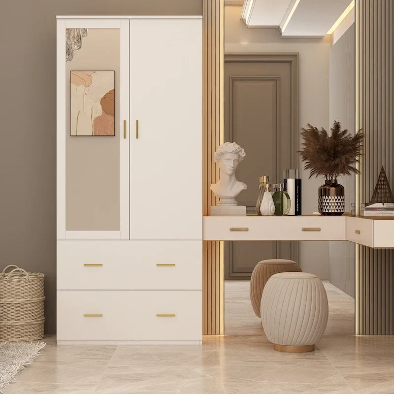 Timechee Armoire Armadi con specchio e appendiabiti