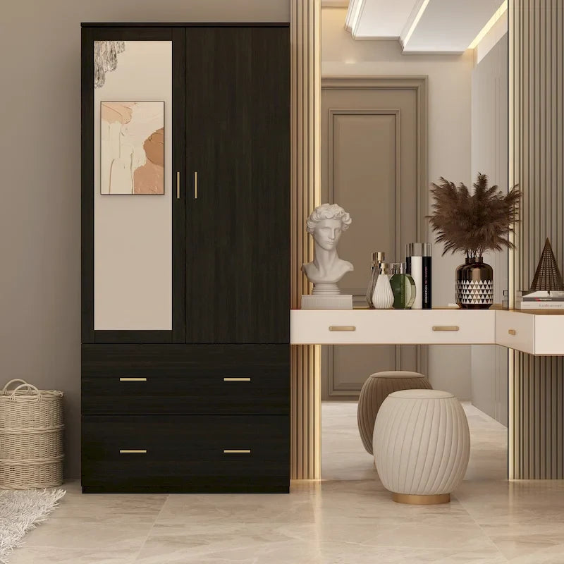 Timechee Armoire Armadi con specchio e appendiabiti