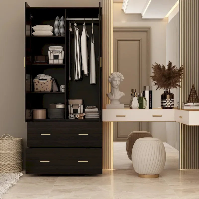 Timechee Armoire Armadi con specchio e appendiabiti