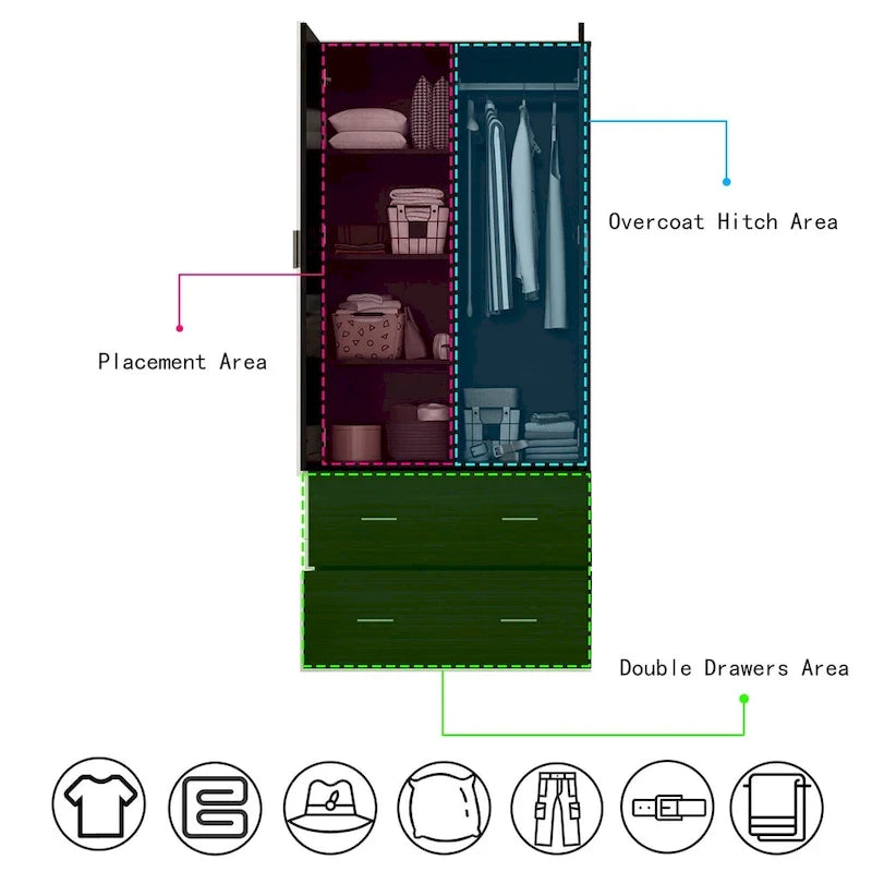 Timechee Armoire Armadi con specchio e appendiabiti