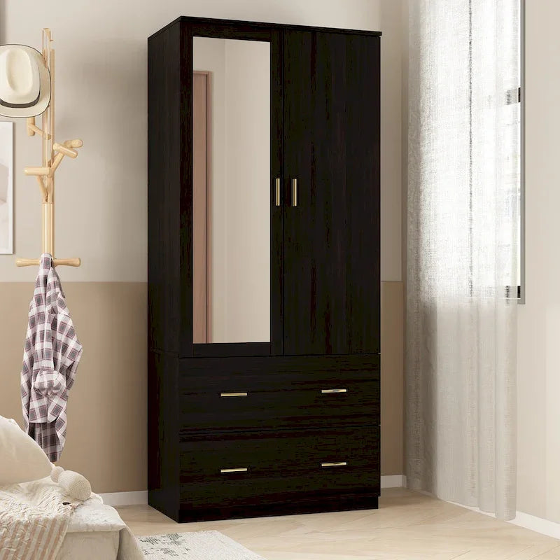 Timechee Armoire Armadi con specchio e appendiabiti